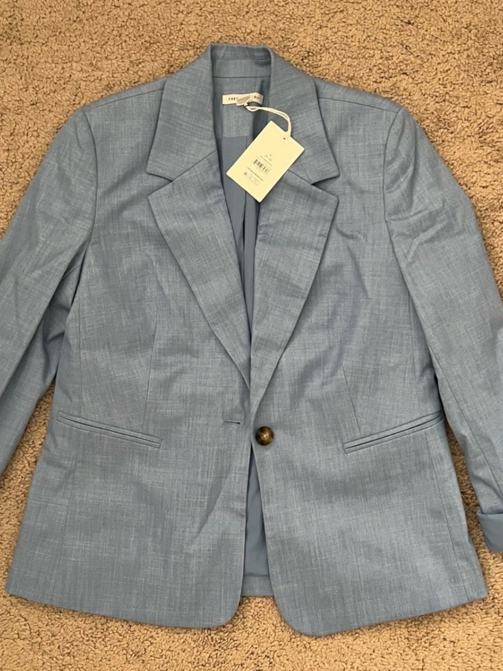 Light Blue Single-Button Women's Blazer by FRAME